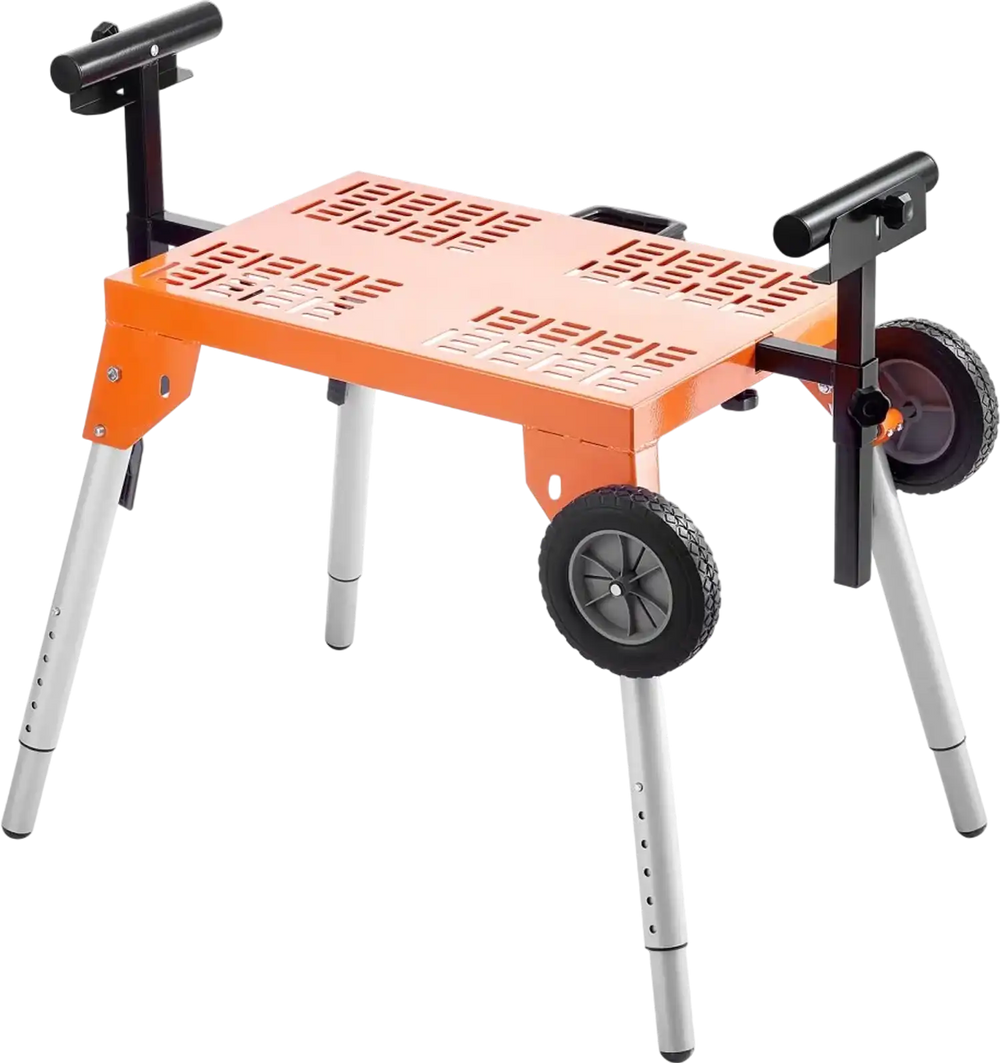 VEVOR Miter Saw Stand with Tabletop and Wheels, 330lbs Load Capacity Steel Collapsible Rolling Stand for Miter Saw, Adjustable Height and Length, Portable Compact and Folding Miter Saw Stand