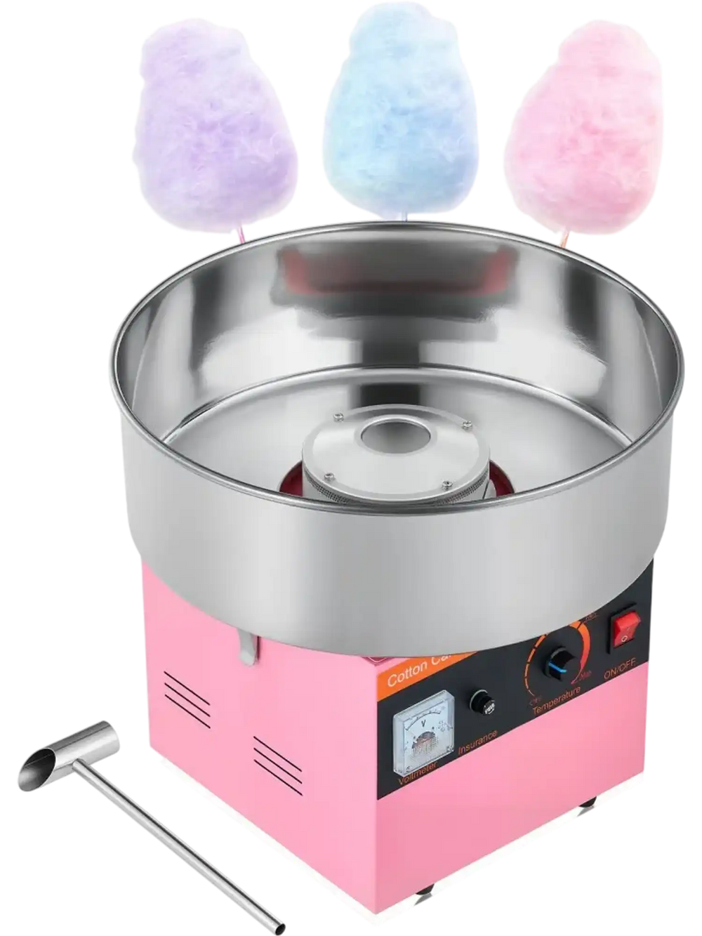 VEVOR Cotton Candy Machine Commercial, 1000W Electric Candy Floss Maker, Easy Use with 15 inch Stainless Steel Bowl and Sugar Scoop, Makes Hard Candy for Home Kids Birthday, Family Party, Pink