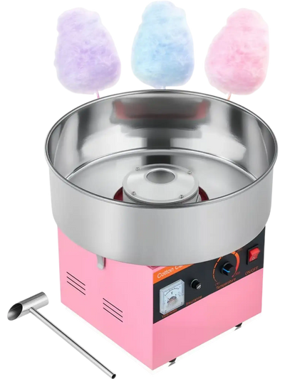 VEVOR Cotton Candy Machine Commercial, 1000W Electric Candy Floss Maker, Easy Use with 15 inch Stainless Steel Bowl and Sugar Scoop, Makes Hard Candy for Home Kids Birthday, Family Party, Pink