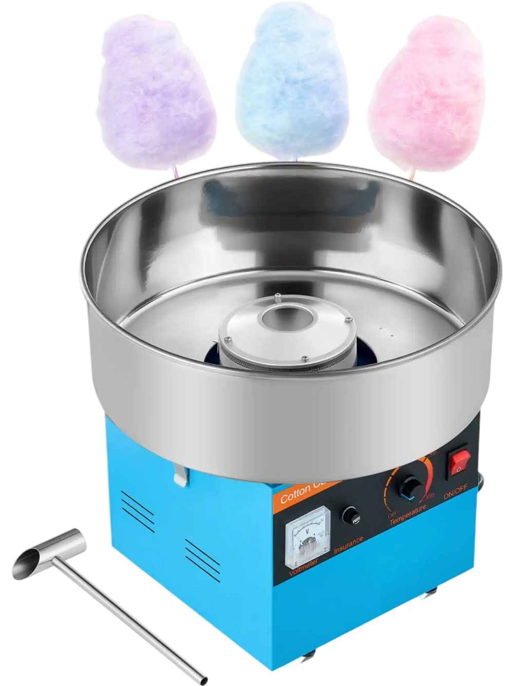 VEVOR Cotton Candy Machine Commercial, 1000W Electric Candy Floss Maker, Easy Use with 15 inch Stainless Steel Bowl and Sugar Scoop, Makes Hard Candy for Home Kids Birthday, Family Party, Blue