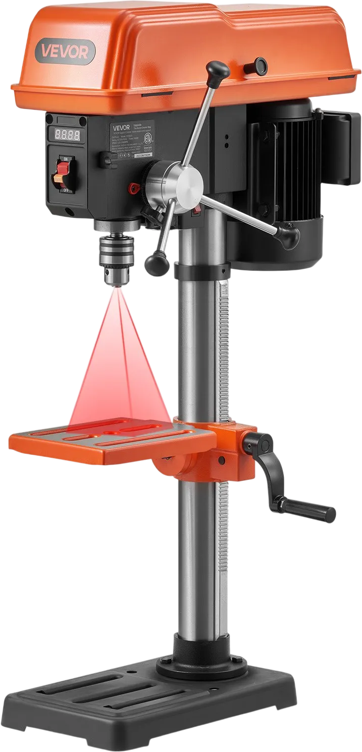 Vevor Benchtop Drill Press 10 in. 0.8 HP Variable Speed 0-45° Tilting Worktable New