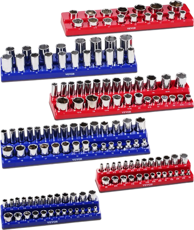 Vevor Socket Organizer Magnetic 6-Pc Metric & SAE Tray Set New