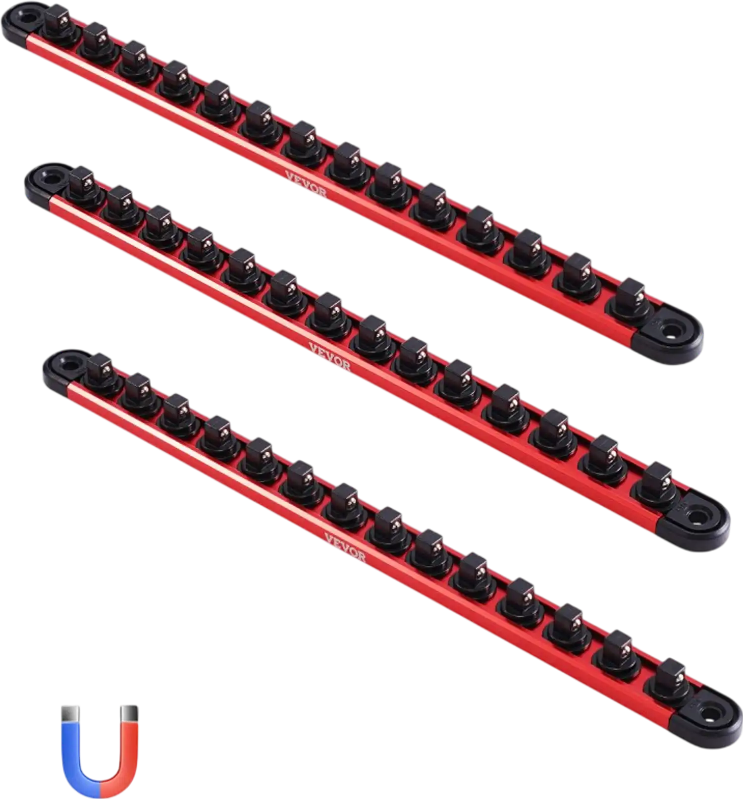Vevor Socket Organizer Rail Set 3-Pc Magnetic Aluminum Holder New