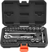 VEVOR Socket Set, 27 Pieces, 1/4 inch Drive Socket and Ratchet Set, SAE and Metric, Mechanic Tool Kit with Ratchet Wrench, Extension Bar and Storage Case, CR-V Alloy Steel, for Automotive Repair