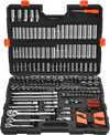 VEVOR Socket Set, 225 Pieces, 3/8 & 1/4 & 1/2 inch Drive Socket and Ratchet Set, SAE and Metric, Deep and Shallow, Mechanic Tool Kit with Bits, Accessories, Storage Case, CR-V Alloy Steel, for Repair