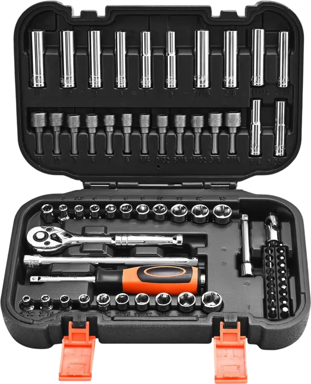 VEVOR Socket Set, 70 Pieces, 1/4 inch Drive Socket and Ratchet Set, SAE and Metric, Deep and Shallow, Mechanic Tool Kit with Bits, Accessories and Storage Case, CR-V Alloy Steel, for Automotive Repair