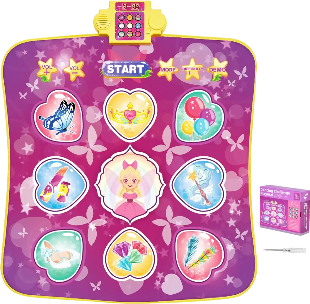 VEVOR Dance Mat, 9-Button Dance Mixer Rhythm Step Play Mat, Electronic Dance Pad with 3 Game Modes, Adjustable Volume, Built-in Music, 8 Challenge Levels, Birthday Toys Gifts for 3+ Year Old Girls