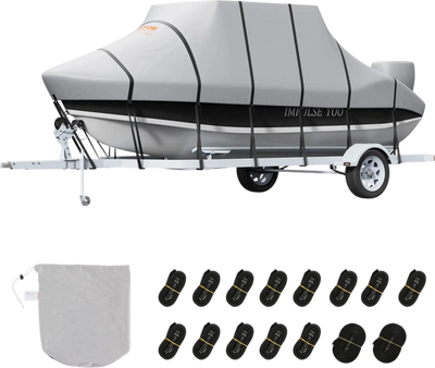 Vevor Boat Cover T-Top Waterproof Trailerable 20'-22' Grey New