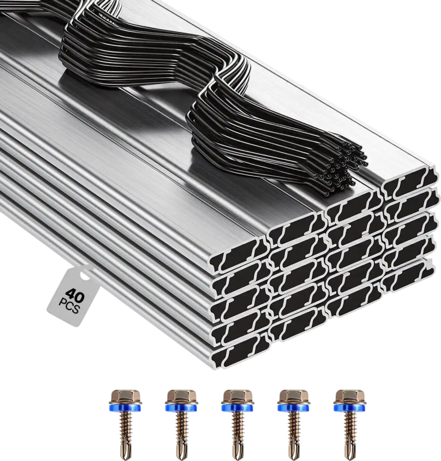 Vevor Greenhouse Lock Channel Spring Wire Kit 40-Pack 6.6' PVC-Coated Wiggle Wire Bundle New