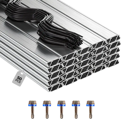 VEVOR Greenhouse Spring Wire and Lock Channel, 50 Packs 6.56 ft PVC-Coated Wiggle Wire & Aluminum Alloy Channel Bundle Kit with Included Screws, 0.05 in Thickened, Poly Film & Shade Cloth Attachments