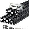 VEVOR 6PCS 3030 Aluminum Extrusion Profile, 78.74 Inch 2000 mm, T Slot European Standard Anodized Linear Rail, High-Strength Extruded Aluminum Rail, for 3D Printer Parts and CNC DIY Workbench, Black