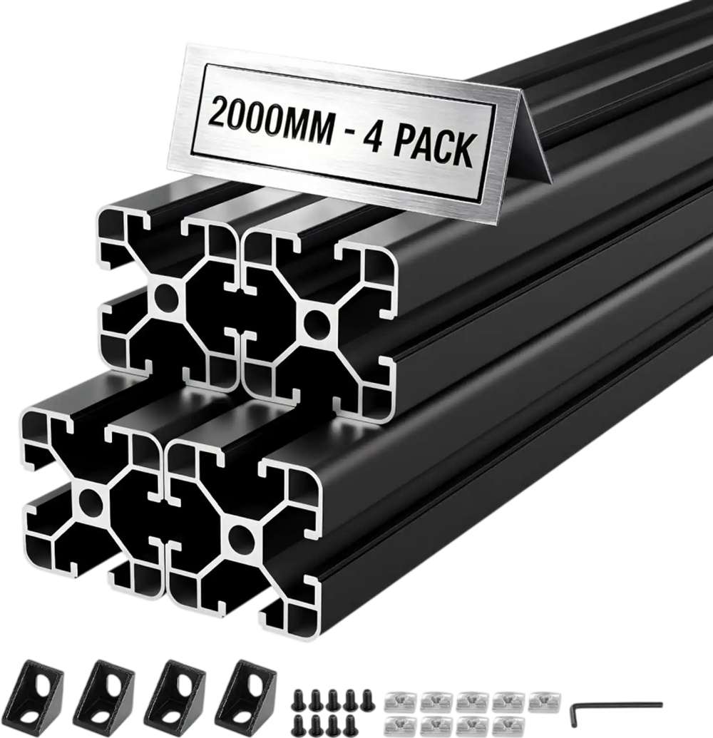 VEVOR 4PCS 4040 Aluminum Extrusion Profile, 78.74 Inch 2000 mm, T Slot European Standard Anodized Linear Rail, High-Strength Extruded Aluminum Rail, for 3D Printer Parts and CNC DIY Workbench, Black