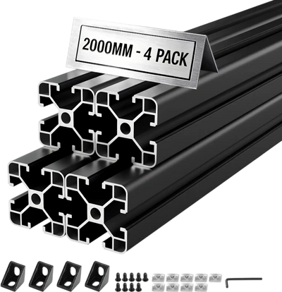 VEVOR 4PCS 4040 Aluminum Extrusion Profile, 78.74 Inch 2000 mm, T Slot European Standard Anodized Linear Rail, High-Strength Extruded Aluminum Rail, for 3D Printer Parts and CNC DIY Workbench, Black