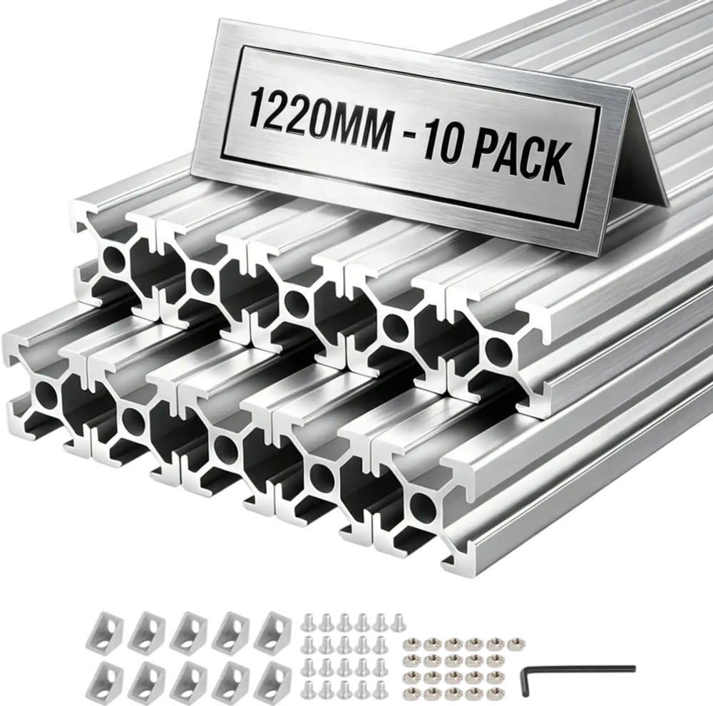 VEVOR 10PCS 2020 Aluminum Extrusion Profile, 48 Inch 1220 mm, T Slot European Standard Anodized Linear Rail, High-Strength Extruded Aluminum Rail, for 3D Printer Parts and CNC DIY Workbench, Silver