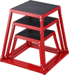 VEVOR Plyometric Jump Boxes, 12/18/24 Inch Plyo Box, Platform and Jumping Agility Box, Anti-Slip Fitness Exercise Step Up Box Set for Home Gym Training, Conditioning Strength Training, Red