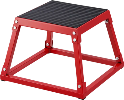 VEVOR Plyometric Jump Box, 12 Inch Plyo Box, Steel Plyometric Platform and Jumping Agility Box, Anti-Slip Fitness Exercise Step Up Box for Home Gym Training, Conditioning Strength Training, Red
