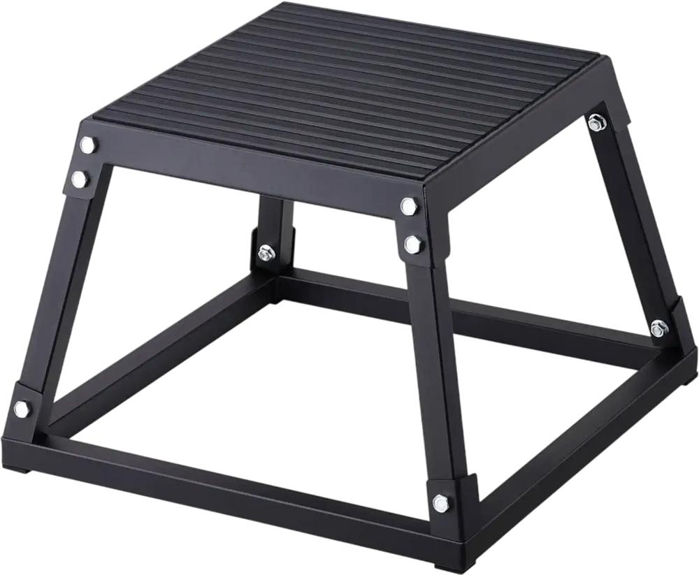 VEVOR Plyometric Jump Box, 12 Inch Plyo Box, Steel Plyometric Platform and Jumping Agility Box, Anti-Slip Fitness Exercise Step Up Box for Home Gym Training, Conditioning Strength Training, Black