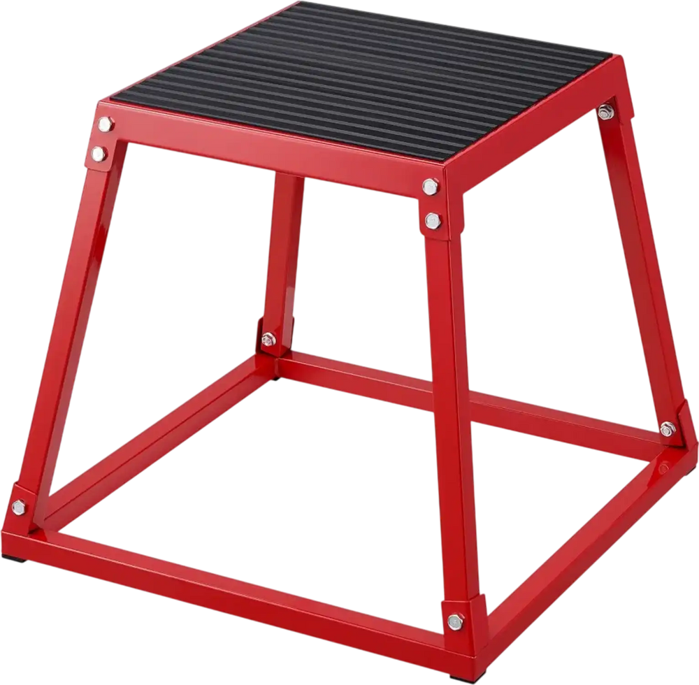 VEVOR Plyometric Jump Box, 18 Inch Plyo Box, Steel Plyometric Platform and Jumping Agility Box, Anti-Slip Fitness Exercise Step Up Box for Home Gym Training, Conditioning Strength Training, Red