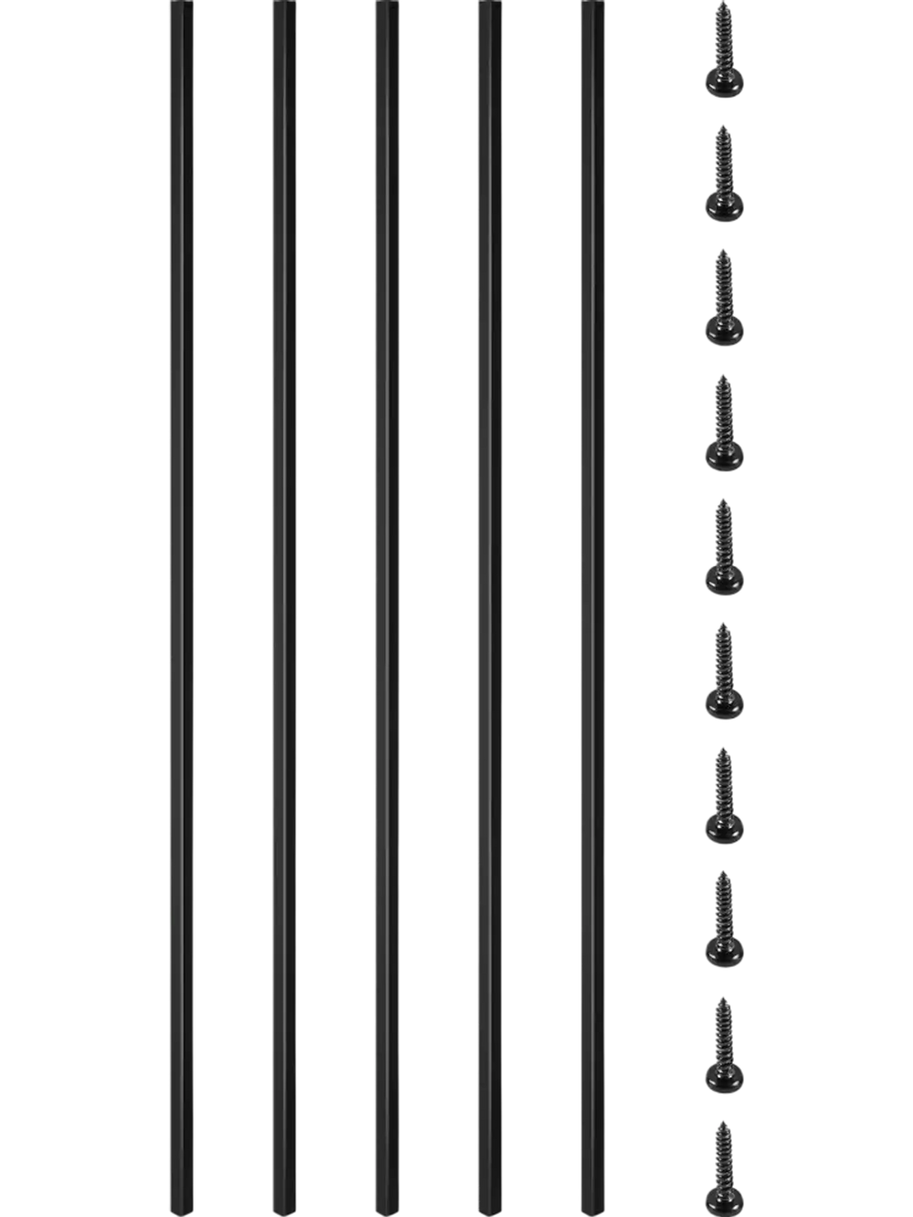 VEVOR Deck Balusters, 16 Pack Metal Deck Spindles, 44\"x0.5\" Staircase Baluster with Screws, Iron Deck Railing for Wood and Composite Deck, Stylish Black Baluster for Outdoor Stair Deck Porch