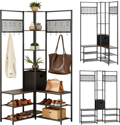 Vevor Hall Tree Corner Hall Tree with Shoe Bench 70.9