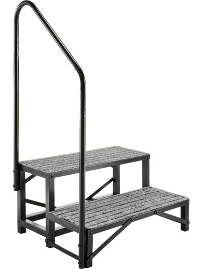 VEVOR RV Steps with Handrail, 2 Steps, 660 lbs Load Capacity, Heavy Duty Outdoor RV Stairs with Non-Slip Mat for Elderly and Pets, Portable Stairs for Hot Tub, Camper, Mobile Home, Porch, Pool, SPA