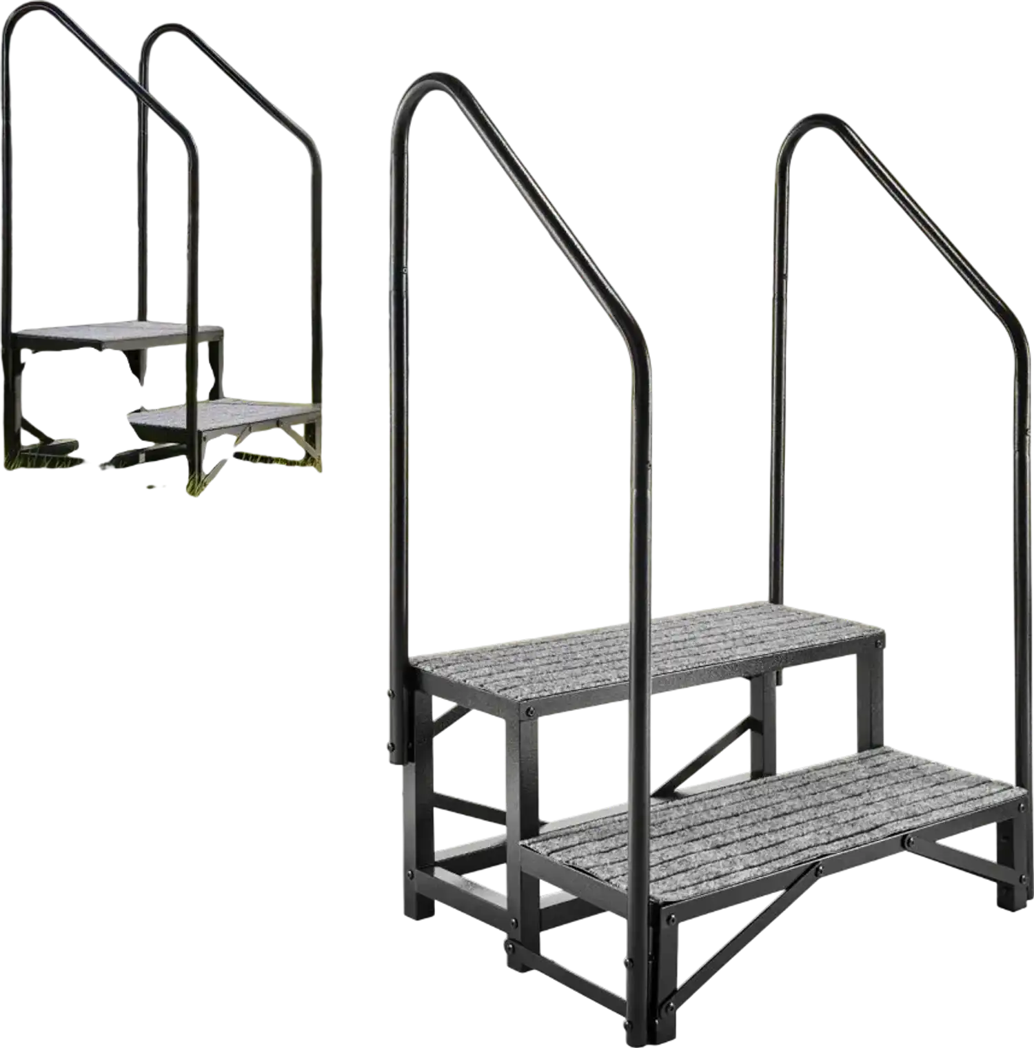 Vevor RV Steps Dual Handrails 2-Step Outdoor Stairs New
