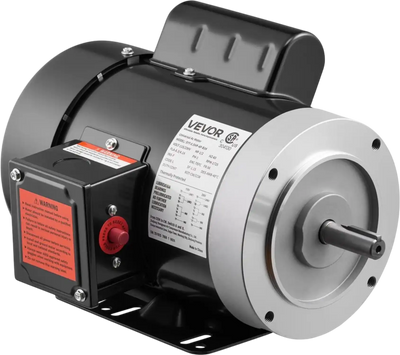 VEVOR 0.5 HP Electric Motor, 1725RPM Air Compressor Motor, CW/CCW Rotation, 5/8 inch Shaft Diameter, 1.88inch Shaft Length, 2.07N.m Torque, Single-Phase, TEFC Cooling, 115V/230V, 56 Frame