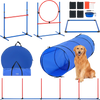 VEVOR Dog Agility Training Equipment, 5 PCS Set with Adjustable High Hurdles,6 Weave Poles, Tunnel, Jump Ring, Pause Box, Whistle, Foldable Bowl, Puppy Obstacle Course Kit with Storage Bags