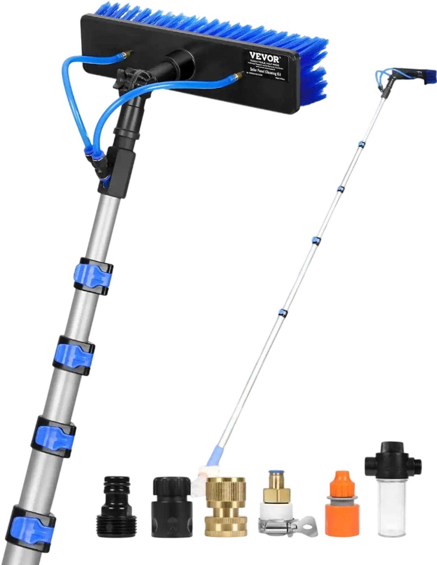 Vevor Solar Panel Cleaning Pole 30' Water Fed Kit with 180° Rotating Brush Head New