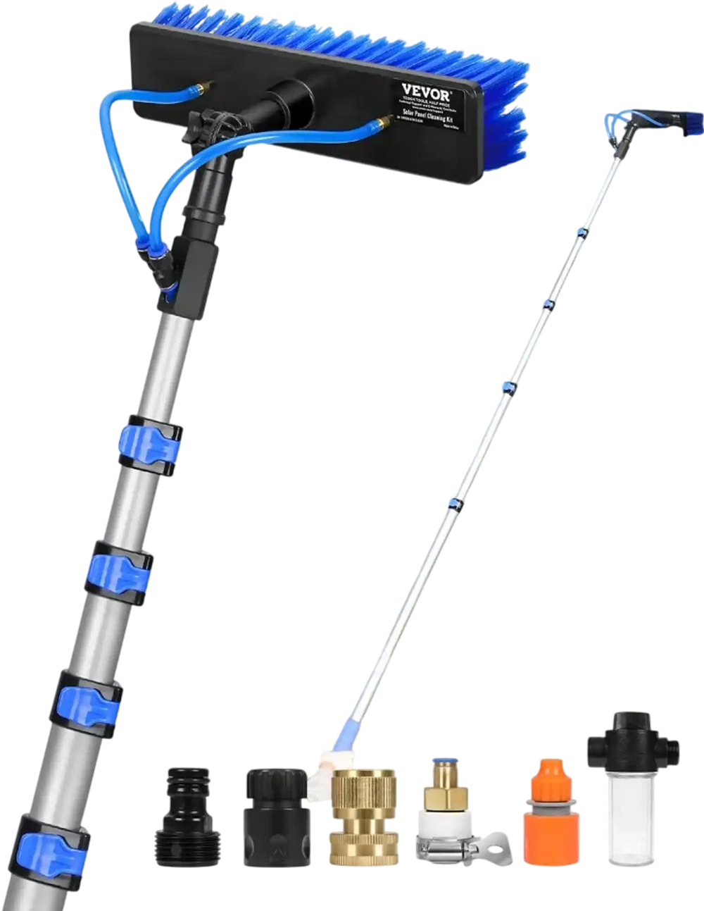 VEVOR Water Fed Pole Kit, 30FT Solar Panel Cleaning Pole with Extendable Handle, 180° Rotatable Brush Head & 65.6FT Hose, Household & Outdoor Window Cleaner Tool for Caravan Solar Panel Deck