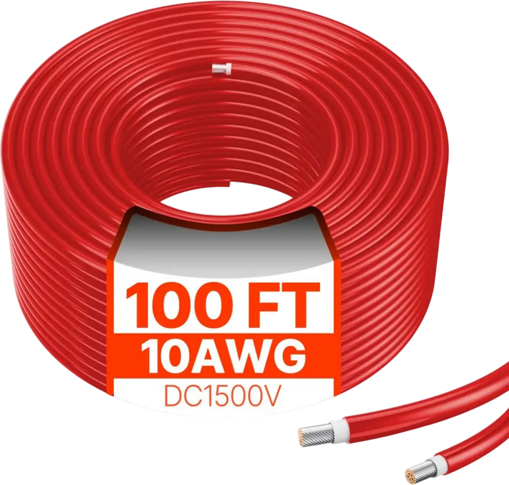 VEVOR 100FT Solar Panel Extension Cable 10AWG Waterproof PV 6mm² Cable Red