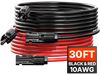 VEVOR 30FT Solar Panel Extension Cable, 10AWG Solar Extension Cable Wire with Female & Male Waterproof Connectors, 6mm² PV Cable for Home, Ship and RV Solar Panels, 30FT Black + 30FT Red (Set of 2)