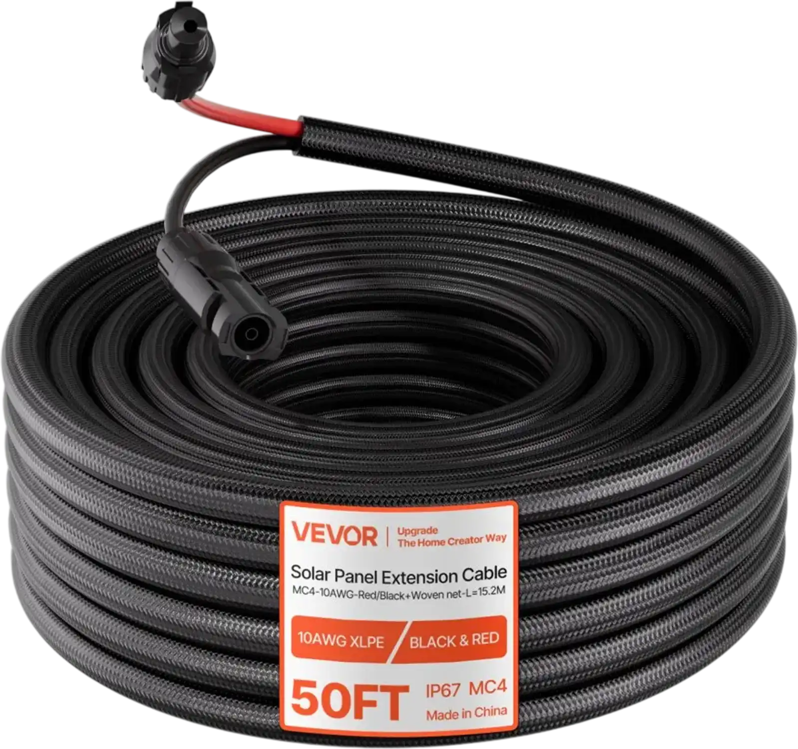 Vevor Solar Panel Extension Cable 50' 10 AWG MC4 Black Red New