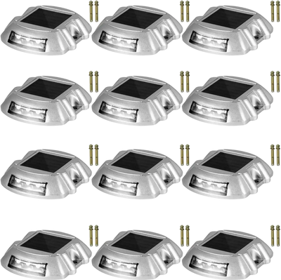 VEVOR Solar Pathway Lights, 12-Pack, White, Includes Screws, Weatherproof Outdoor Deck Lights, 6 LED, Ideal for Garden Paths, Walkways, Driveways & Steps