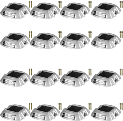 VEVOR Driveway Lights 16-Pack Solar Driveway Lights Bright White with Screw Solar Deck Lights Outdoor Waterproof Wireless Dock Lights 6 LEDs for Path Warning Garden Walkway Sidewalk Steps