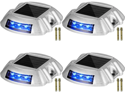 Vevor Driveway Lights Solar 4-Pack Blue LED Waterproof Dock Lights New