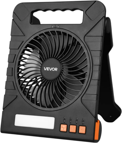 VEVOR 10000mAh Rechargeable Solar Fan with LED Lantern, 7 inch Portable Fan Cordless with 4W Foldable Solar Panel, 4-Speed& Timer& Quiet,USB Battery Powered for Camping Tent Worksite Office Desk