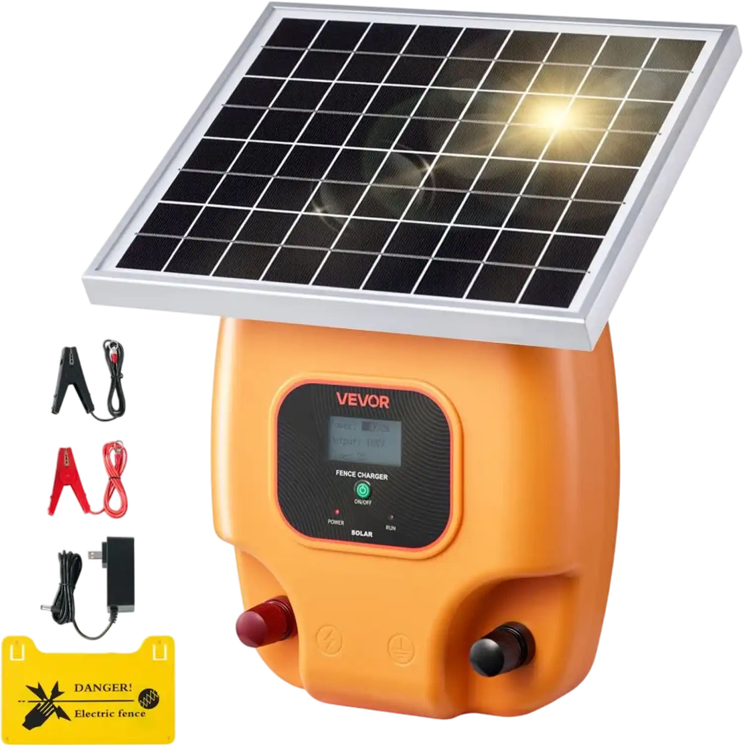 Vevor Electric Fence Charger Solar-Powered 10kV 1J 1.86-Mile Energizer for Livestock and Garden Protection New