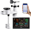 VEVOR 5-in-1 Wi-Fi Weather Station, 7.5-Inch VA Display, Wireless Solar Powered Outdoor Sensor, Rain Gauge, Indoor Outdoor for Weather Forecast, Wind Speed Direction, Temperature, Humidity, Rainfall