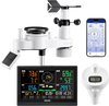 VEVOR 7-in-1 Wi-Fi Weather Station with APP, 7.5 in Display, Wireless Solar Powered Outdoor Sensor, with Pool Thermometer, Rain Gauge, Indoor Outdoor for Weather Forecast, Wind Speed, Pool Temperature