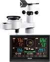 VEVOR 5-in-1 Wireless Weather Station, 7.5-Inch VA Display, Solar Powered Outdoor Sensor, Rain Gauge, Indoor Outdoor for Weather Forecast, Temperature, Humidity, Wind Speed and Direction (No WiFi)