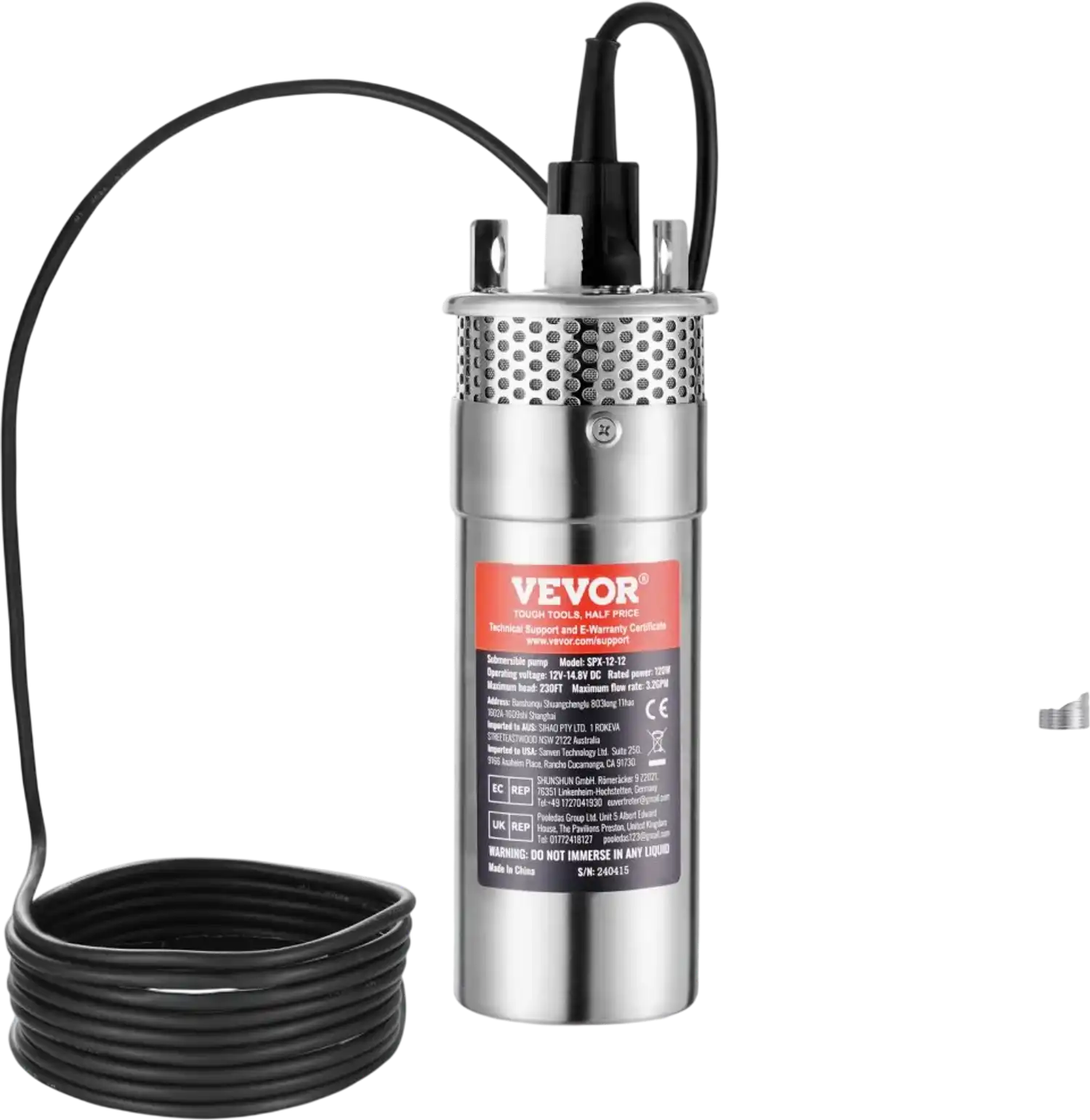 Vevor Solar Water Pump 12V 120W Submersible Deep Well Pump New
