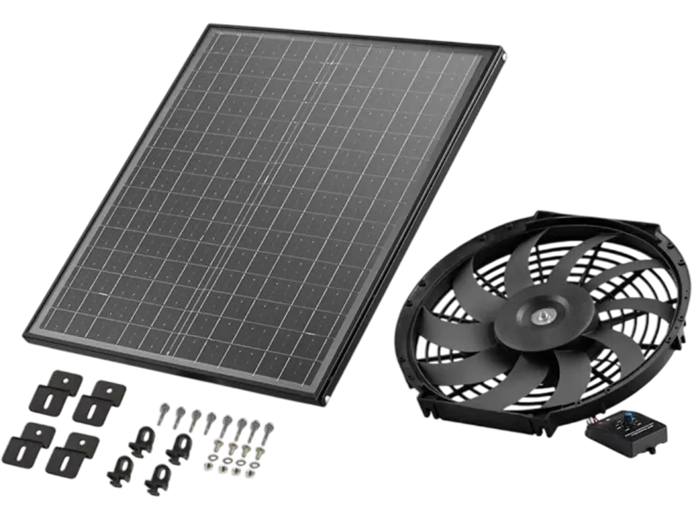 VEVOR Gable Mount Fan, 12 Inch Solar Power Attic Exhaust Fan with Adjustable Thermostat & Outer Mesh, 1300 CFM House Ventilator Cools Up to 1850 Sq.Ft, Quiet Ventilation for Roof, Garage, Shop, Black