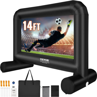 VEVOR Inflatable Movie Screen, 14 FT Inflatable Projector Screen for Outside with Blower and Carrying Bag, Front/Rear Projection, Oxford Fabric Blow Up Screen for Outdoor Parties Backyard Movie Night