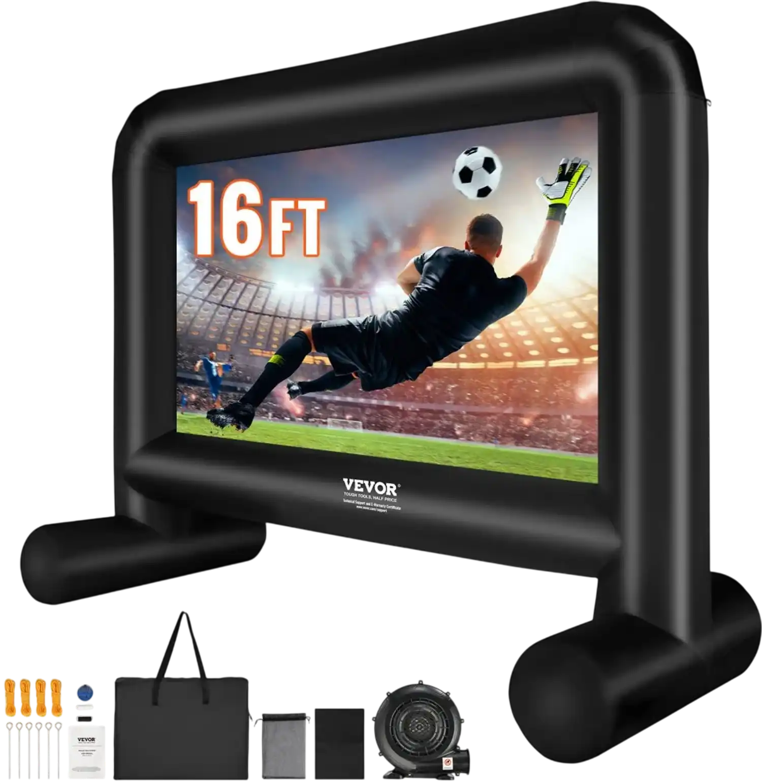 Vevor Inflatable Projection Screen 16' Outdoor Movie Screen with Blower and Carrying Bag New