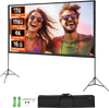 VEVOR Projector Screen with Stand, 120 inch 16:9 4K 1080 HD Outdoor Movie Screen with Stand, Wrinkle-Free Projection Screen with Tripods and Carry Bag, for Home Theater Cinema Backyard Movie Night