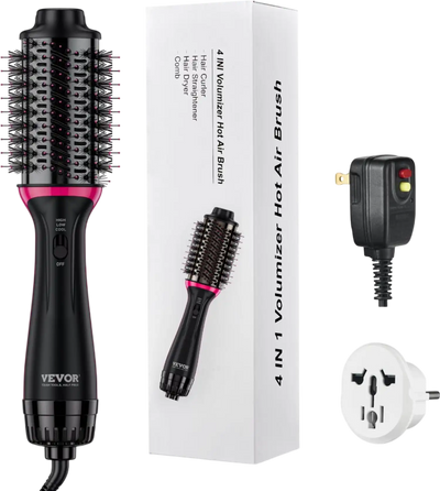 VEVOR Hair Blow Dryer Brush, 4 in 1 Ionic Hair Styler and Volumizer with Electroplated Titanium & 2.56
