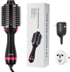 VEVOR Hair Blow Dryer Brush, 4 in 1 Ionic Hair Styler and Volumizer with Electroplated Titanium & 2.95" Ceramic Coating Oval Barrel, Dual Voltage 110V/240V Hot Air Styling Brush for Salon Home Travel