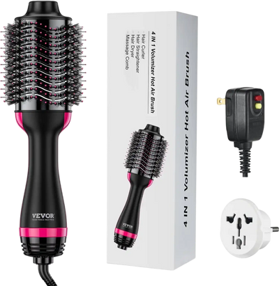 VEVOR Hair Blow Dryer Brush, 4 in 1 Ionic Hair Styler and Volumizer with Electroplated Titanium & 2.95