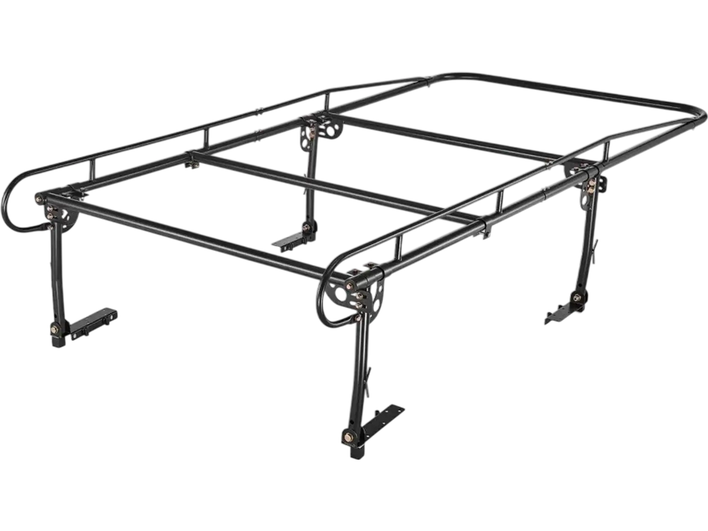VEVOR Truck Ladder Rack 1500LBS Capacity Universal Over-Cab Trucks Bed Rack, 51.2"-75" Adjustable for Kayak Surfboard Lumber, Non-Drilling Installation, Heavy Duty Steel Support for Long Heavy Cargo